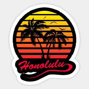 Honolulu 80s Sunset Sticker